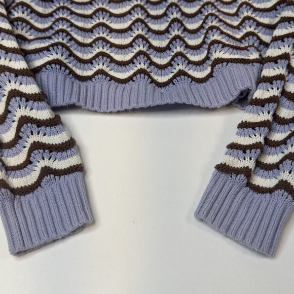 Hollister Crochet Knit Sweater Wave Pattern Women's Pullover  Size Medium - Picture 5 of 12